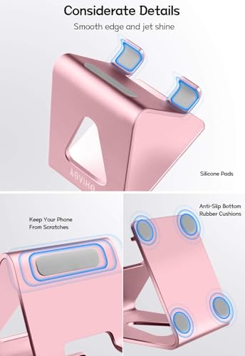 Aoviho Cell Phone Stand for Desk, Aluminum Phone Holder,Pink - color: Pink