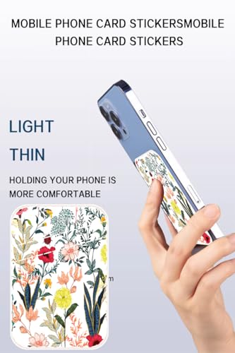 Dual Pocket Leather Phone Wallet Adhesive Stick On, Cute Card Holder, Credit Card Holder for Phone Case, Beautiful Colorful Flowers - color: Beautiful Colorful Flowers