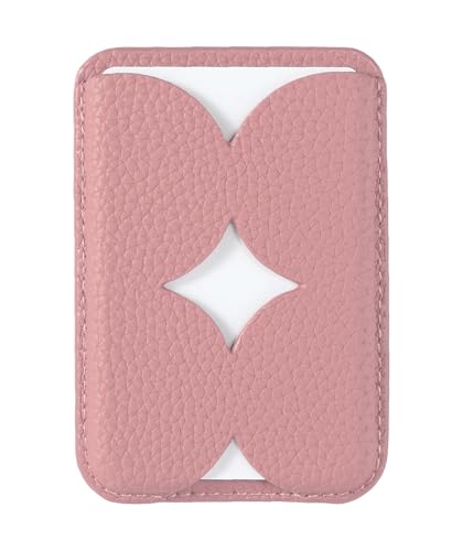 Luner - Leather Magnetic Card Wallet Compatible with Magsafe - for iPhone 17, 16, 15, 14, 13, 12 series - Holds 2 cards - Made of Vegan Leather - French Pink - color: French Pink, style: Classic
