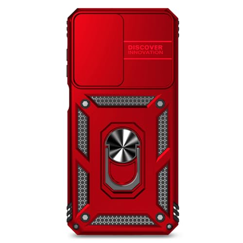 for Samsung Galaxy A17 / Galaxy A26 5G Case, with Slide Camera Cover HD Screen Protector [Military Grade Drop Tested] Ring Holder Kickstand Protective Phone Case for Samsung Galaxy A17, Red - color: Red w/ Slide Camera 2nd gen. Military Grade