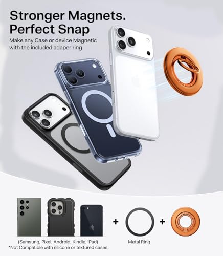 TORRAS 2025 Flagship 360 Magnetic Phone Grip Ring Holder Kickstand, Orange - color: Orange