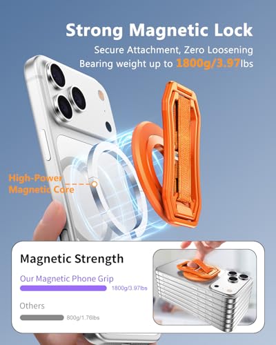 Magsafe Phone Grip & Magnetic Ring Holder - color: Orange