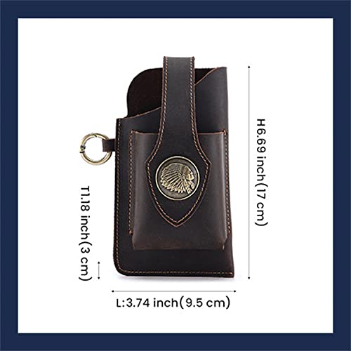 2023 New Multifunctional Leather Mobile Phone Bag with Belt Clip, Premium Rugged Leather Cell Phone Holster with Belt Loop, Belt Phone Pouches Holder for All Phones (Brown) - color: Brown