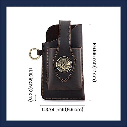 2023 New Multifunctional Leather Mobile Phone Bag with Belt Clip, Premium Rugged Leather Cell Phone Holster with Belt Loop, Belt Phone Pouches Holder for All Phones (Brown) - color: Brown