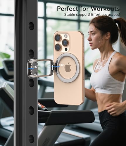 Magnetic Phone Ring Holder for MagSafe Phone Grip & Kickstand, Strong Dual-Sided Magnets Compatible with MagSafe Car Mount Gym for iPhone 17/16 Pro Max 15/14/13/12 and Android Phone Cases (Titanium) - color: Titanium