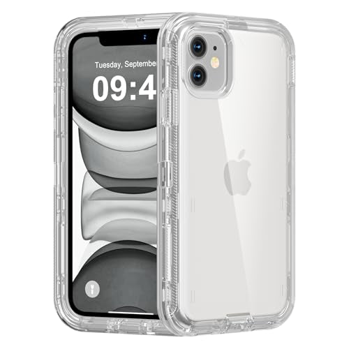 Follaroma for iPhone 11 Case, 6.1 inch, Crystal Clear | Heavy Duty Shockproof Protection Phone Cases, Anti-Drop, Military Grade Dual Layer Transparent Rugged Protective Cover - color: Clear, size: iPhone 11 6.1’