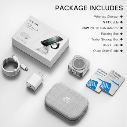 5-in-1 Wireless Charger for MagSafe, AC ISLAND Portable Travel Charging Station, 35W Max Qi2 Fast Foldable Magnetic Stand, Evolved for iPhone 17-1 Series, Apple Watch, AirPods (with 35W Adapter)