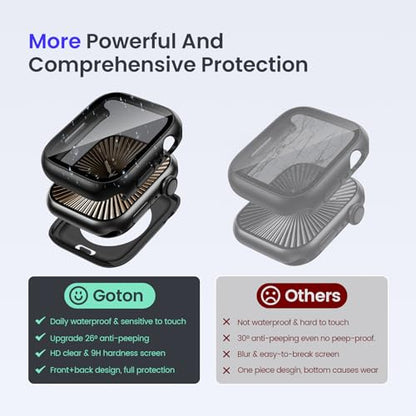 Goton Privacy Waterproof Case for Apple Watch Series 11/10 46mm - color: Matte Black, size: 46mm
