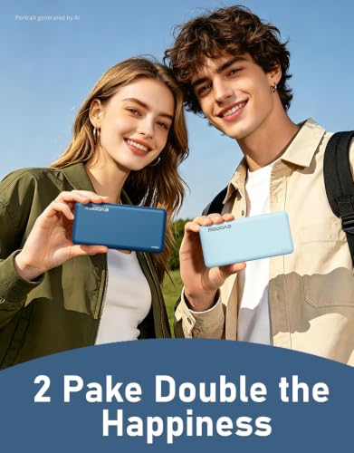 2-Pack Portable Charger, 10000mAh Power Bank, Battery Pack, Battery Bank - color: Blue&Light blue