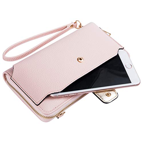 K . A Womens Wristlet Wallet Crossbody Bag Cellphone Purse Handbag RFID Card Slots 2 Strap Wrist - color: Pink