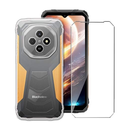 Case for Blackview Fort 1 Phone Case with Tempered Glass Screen Protector,Silicone Soft Flexible Bumper Shockproof TPU Protective Cover-Clear - color: Clear, size: Blackview Fort 1