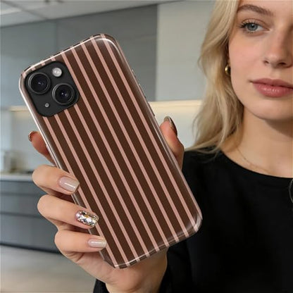 Magnetic for iPhone 14 Plus Case,[Compatible with Magsafe] Dual Layer Protective Heavy Duty Shockproof Rugged Drop Protection Bumper Hybrid Case- Aesthetic Striped Brown - color: Aesthetic Striped Brown, size: iPhone 14 Plus