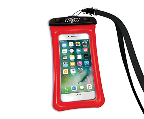 WOW Sports Waterproof Phone Pouch - Red - 4 x 8 in - Floats | A waterproof phone pouch that floats and keeps your touchscreen working. - color: Red