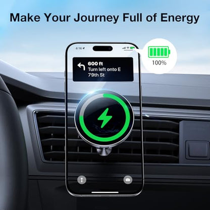 Coolpow Magsafe Car Mount Charger, Magnetic Wireless Car Charger for iPhone - color: Black