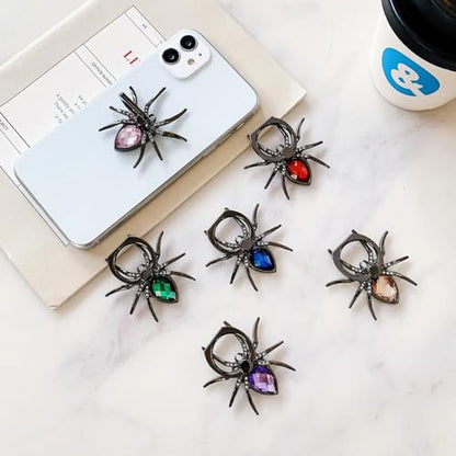 Spider Shape Mobile Ring Holder Stand, 360 Degree Rotation Universal Spider Finger Kickstand with Polished Metal Phone Grip for Cell Phone (Pink) - color: Pink