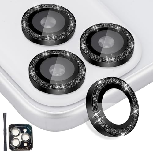 Camera Lens Protector for iPhone 17 Pro/17 Pro Max, Glitter Black - color: Glitter Black
