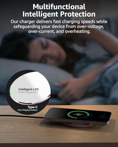 TOZO W1 Max 15W Fast Wireless Charging, Anti-Slip, Sleep-Friendly - color: Pink