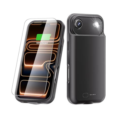GIN FOXI Battery Case for iPhone 17 AIR, Charging Case Charger 8500mAh Ultra-Slim Lightweight Powerful Battery Pack 15W Fast Rechargeable Anti-Fall TPU Juice Box for iPhone 17 AIR (6.5") Black