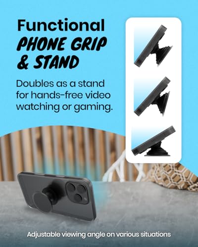 On The Grip Universal Phone Grip & Stand, Genuine Natural Gemstone/Seashell, Strong Adhesive Finger Holder, Collapsible Socket for iPhone, Samsung Galaxy, Kindle and Tablets (Peach)