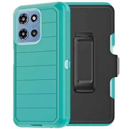 for Motorola Moto G 2026/2025 Case: for Moto G Play 2026 Case with Belt Clip Holster, Heavy Duty 3-Layer Military Grade Rugged Full Body Protection Cover (Teal) - color: Teal