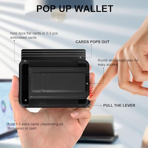 Magnetic Card Wallet for Phone,for Magsafe Wallet Quick Access to Cards,Pop up Credit Card Holder with RFID Blocking,Adjustable Phone Stand for iPhone 16/15/14/13/12 Series (Black) - color: Leather Stand w/Elastic - Jet Black