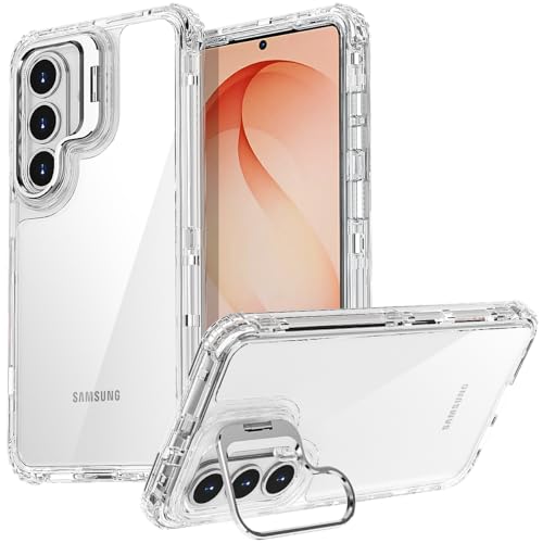 AICase for Samsung Galaxy S26 Clear with Metal Camera Heavy Duty Drop Protection Full Body Rugged Shockproof/Dust Proof Triple Layer Transparent Military Protective Tough Cover for S26 2026_Clear - color: Clear with Metal Camera Frame, size: Samsung galax