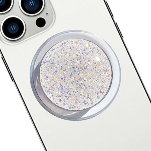 Magnetic Retractable Phone Stand, Phone Grip, Suitable for Round Foldable Phones and Tablet Accessories - Transparent Shine(Silver) - color: Silver