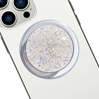 Magnetic Retractable Phone Stand, Phone Grip, Suitable for Round Foldable Phones and Tablet Accessories - Transparent Shine(Silver) - color: Silver