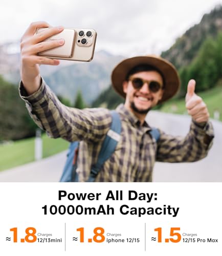 TORRAS MiniMag Power Bank,Ultra-Slim 10,000mAh Magnetic Wireless Portable Charger, 22.5W Fast Charging iPhone Air Magnetic Battery Pack Designed for iPhone 17 Pro Max/17 Pro/Air/16/15/14/13/12, Gold - color: Dune Gold