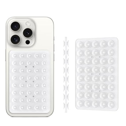 Double Sided Silicone Suction Phone Holder Mount, Silicon Accessory for iPhone and Android, Hands-Free Mirror Shower Phone Holder, TikTok Videos and Selfies (Light Pink+Transparent) - color: Light Pink+Transparent