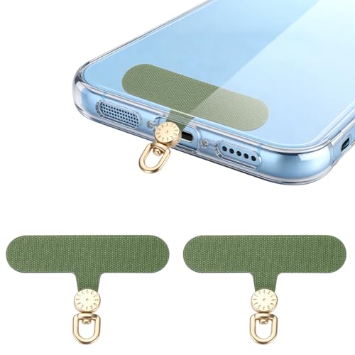 uxcell Rotating Phone Lanyard Tab Ultra-Thin No-Adhesive Phone Tether Patch - color: Gold Dial, Dark Green Patch