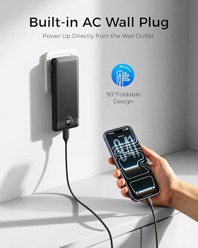 VEGER Portable Charger for iPhone, Power Bank Built in Cables and Wall Plug - color: A Black