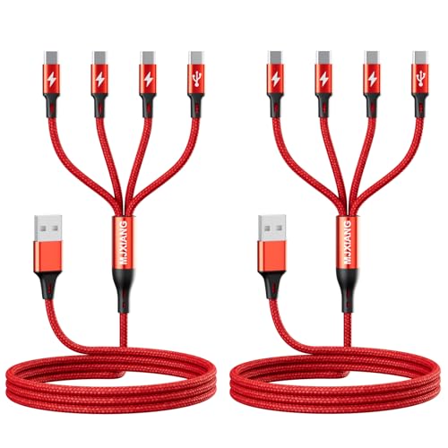 MJXIANG Multi USB C Cable Fast Charging 4 in 1, 4ft USB C Splitter Cable - color: 4FT/2Pack(Red)