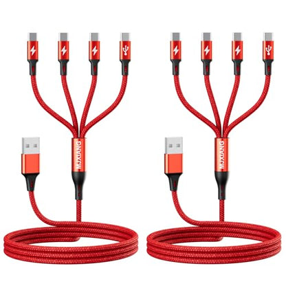 MJXIANG Multi USB C Cable Fast Charging 4 in 1, 4ft USB C Splitter Cable - color: 4FT/2Pack(Red)