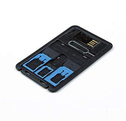 All in One Credit Card Size Slim SIM Adapter Kit With TF Reader & Tray Eject Pin, SIM Holder, Micro SD Holder Feature