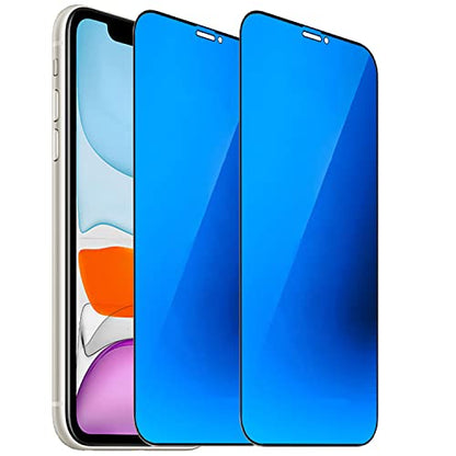 2 Pack Anti-Blue Privacy Tempered Glass Suit for iPhone 11 / iPhone XR Mirror Anti-Spy Screen Protector Anti-Peeping Film Electroplated 9H Hardness Anti-scratch 6.1 inch (Blue) - size: For iPhone 11 / iPhone XR