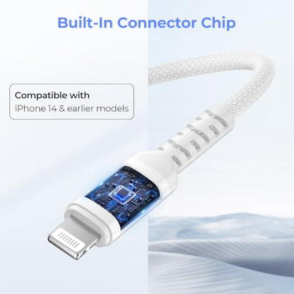 Elebase USB C to Lightning Charger Cable 3.3FT with USB Adapter - color: Straight-White, size: 3.3 FT