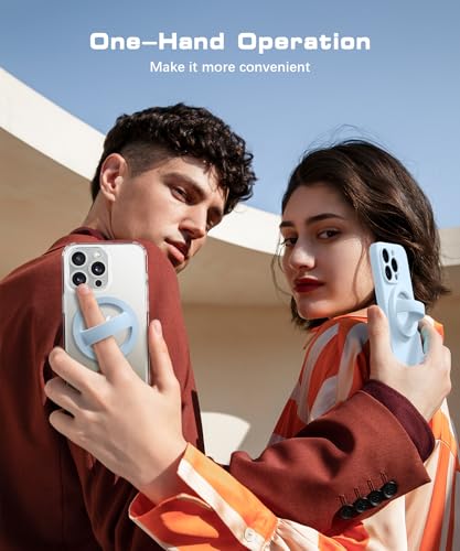 Magnetic Phone Grip, Removable Loop Grip with Soft Finger Strap, Silicone Phone Ring Holder for Back of Phone for iPhone 16/15/14/13/12 Pro Max/Plus, Blue - color: Blue