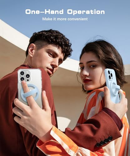 Magnetic Phone Grip, Removable Loop Grip with Soft Finger Strap, Silicone Phone Ring Holder for Back of Phone for iPhone 16/15/14/13/12 Pro Max/Plus, Blue - color: Blue