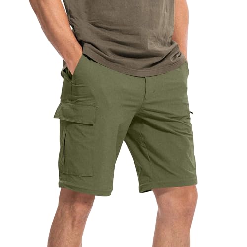 Mens Cargo Pants Convertible Zip-Off Waterproof Work Pants Lightweight with Multi Pockets Stretch Tactical Hiking Pant - color: 13#army Green, size: Medium