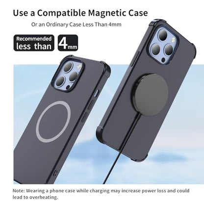 for MagSafe Charger, Magnetic Wireless Charging Pad for iPhone 17/17 Pro/17 Pro Max/Air/16 15 14 13 12 Pro Max Plus mini/AirPods 2 3 Pro, Strong Magnet, Aluminum Alloy, USB-C/A Ports(Black) - color: Black