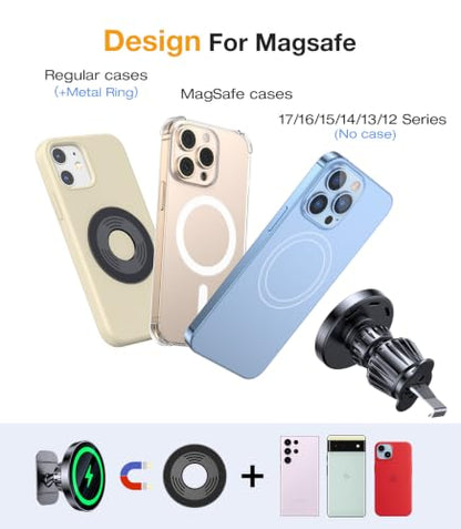 Kaistyle for MagSafe Car Mount Charger【Stronger Magnets】 15W Magnetic Wireless Car Charger Phone Holders for Your Car Accessories for Women Men Car Mount for iPhone 18 Pro Max 17 16 15 14 13 12