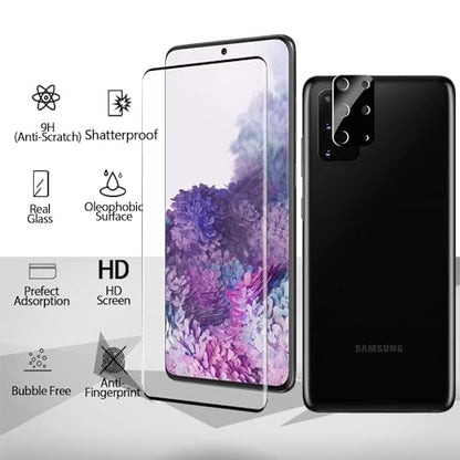 2+2 Pack Samsung Galaxy S20 Plus Screen Protector with Camera Lens Protector, [9H Tempered Glass] [Fingerprint Unlock Support] [3D Curved] Glass Screen Protector for S20 Plus (6.7") - size: (2+2)-Samsung Galaxy S20 Plus