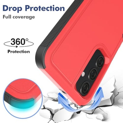 MDCN Compatible with Galaxy A25 5G Case: Dual Layer Protective Heavy Duty Cell Phone Cover Shockproof Rugged with HD Screen Protector - Military Protection Bumper Tough, Red - color: Red (PC) + Black (TPU)