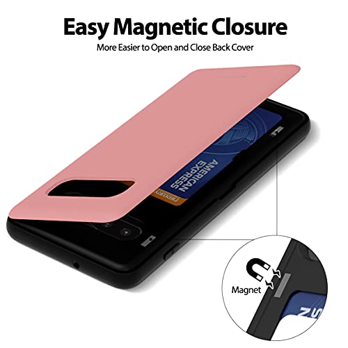 GOOSPERY Magnetic Door Bumper Compatible with Galaxy S10 Plus, Card Holder Wallet Case Easy Magnet Auto Closing Protective Dual Layer Sturdy Phone Back Cover -Pink - color: Pink, size: Galaxy S10 Plus