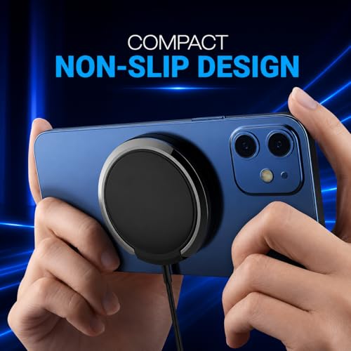 15W Magnetic Wireless Charger with Detachable USB-C Cables & USB-A Adapter - color: Black