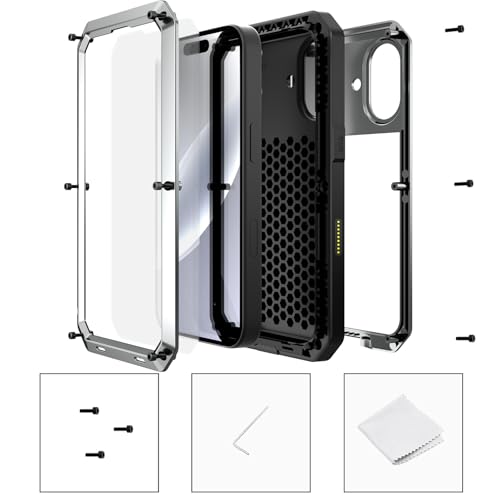Compatiable with iPhone 17 Case,360 Full Body Protective Cover Heavy Duty Shockproof [Tough Armour] Aluminum Alloy Metal Case with Silicone Built-in Screen Protector - Silver - color: Silver