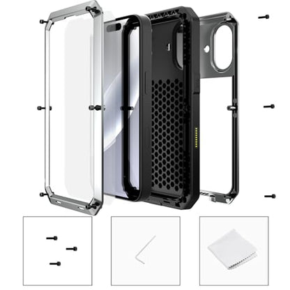 Compatiable with iPhone 17 Case,360 Full Body Protective Cover Heavy Duty Shockproof [Tough Armour] Aluminum Alloy Metal Case with Silicone Built-in Screen Protector - Silver - color: Silver