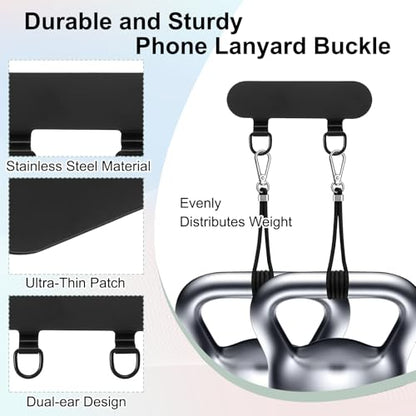 uxcell Double Ear Stainless Steel Clip Phone Lanyard Tab Ultra-Thin Phone - color: Black