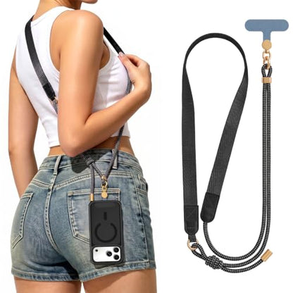 Phone Lanyard Crossbody Adjustable Strap for Travel Outdoor Black - color: Black